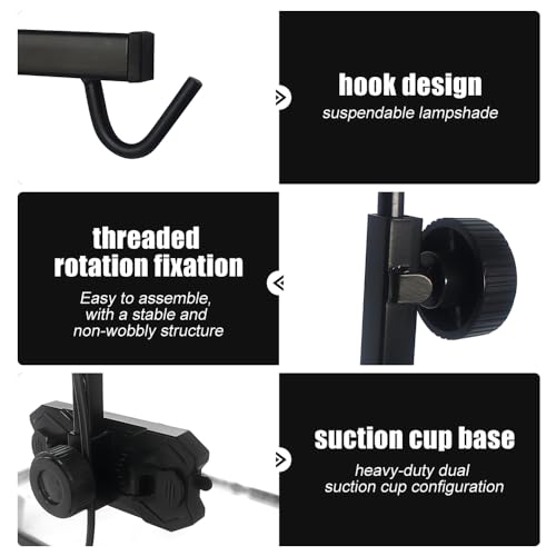 MiOYOOW Reptile Lamp Stand, Adjustable Height Terrarium Light Stand with Double Suction Cup for Reptile Glass Terrarium Tank Fish Tank Plant Tank