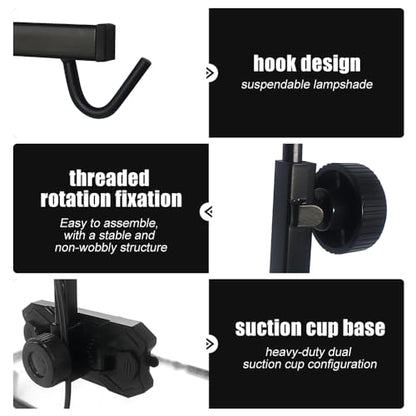 MiOYOOW Reptile Lamp Stand, Adjustable Height Terrarium Light Stand with Double Suction Cup for Reptile Glass Terrarium Tank Fish Tank Plant Tank