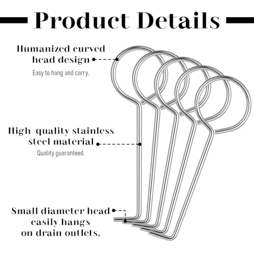 5 Pcs Drain Key Lifting Hooks, Stainless Steel Drain Removal Tool | Shower Drains Lifting Hook Grate Removal Sink for Easy Shower Drains Cleaning