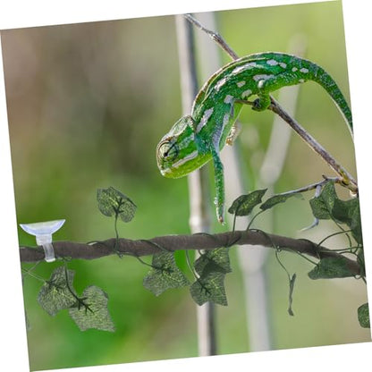 Jungle Vines Rattan Strip Decor for Reptiles Flexible and Bendable Artificial Leaves for Lizard Frog Snake Habitats Includes Suckers and Leaf Green