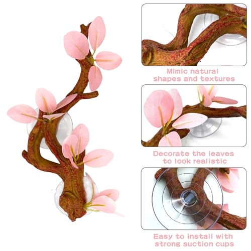kathson 2 PCS Reptile Corner Branch with Suction Cup, Lizard Climb Branches Decor Reptile Vines Plants Flexible Bendable Jungle Climbing Vine