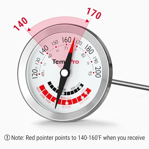 TempPro APT200 Meat Thermometer for Cooking with Extra-Large 2-Inch Dial, Analog Dial Food Cooking Thermometer for Poultry, Ham, Pork, Beef Candy Making Accessory (Previously ThermoPro)