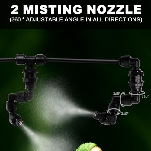 Reptile Smart Misting System Intelligent Spray System 2pcs Spray Nozzles 360 ° Adjustment Hook or Suction Cup Install Timed Spray for Tank Lizard, Chameleon, Snake, Turtle, Frog, Plant