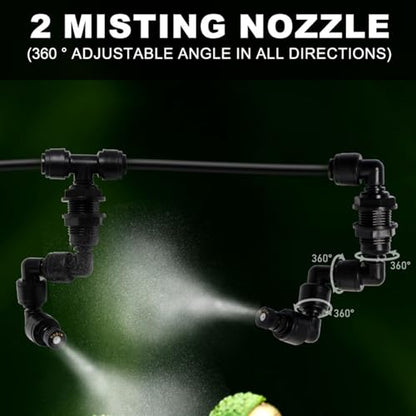 Reptile Smart Misting System Intelligent Spray System 2pcs Spray Nozzles 360 ° Adjustment Hook or Suction Cup Install Timed Spray for Tank Lizard, Chameleon, Snake, Turtle, Frog, Plant