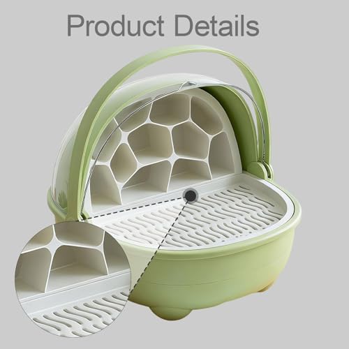 Silkworm Breeding Box Transparent Small Animal Feeding Container Removable Habitat Cage Portable Reptile Carrier with PP Material for Turtle Frog Snak, Green - color: Green