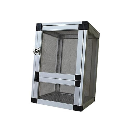 Reptiles Habitat Breeding Box Reptile Tank Portable Reptile Cage Air Screen Cages for Transport Small Animal Hamsters Crickets Gerbils, Silver - color: Silver
