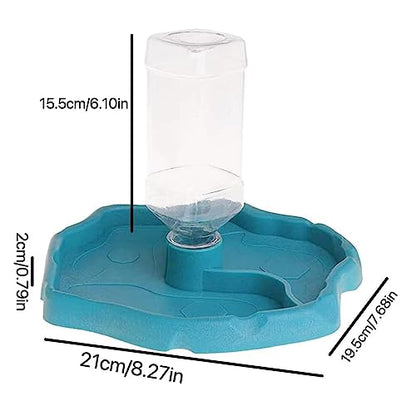 Turtle Drinker Reptile Water Bowl 2 in 1 Automatic Reptile Feeder Water Dispenser Tortoise Water Dish Automatic Water Reservoir Feeder for Reptile Turtle Food Dish - color: Blue