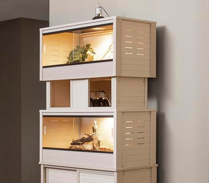 New Age Pet ECOFLEX Two Medium Reptile Enclosures with Matching Stacker Combo Set in Maple - color: Maple, size: Medium
