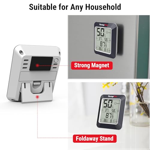 TempPro TP50W 3 Pieces Digital Hygrometer Indoor Thermometer Room Thermometer and Humidity Gauge with Temperature Humidity Monitor (Previously ThermoPro) - color: Black