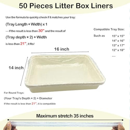 Disposable Small Animal Cage Liners, Rabbit Litter Box Lines Pet Tray Liner Bags Guinea Pig Cage Toilet Plastic Film for Bird Hamster Chinchilla Hedgehog (50 PCS, 30'')