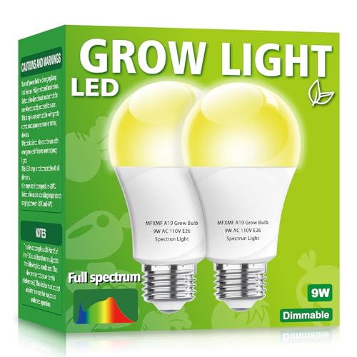 2 Pack LED Grow Light Bulbs A19 Bulb, Full Spectrum Plant Light Bulb, 9W E26 Grow Bulb Replace up to 80W, Grow Light for Indoor Plants, Flowers, Greenhouse, Indore Garden, Hydroponic - size: 2 Count (Pack of 1)