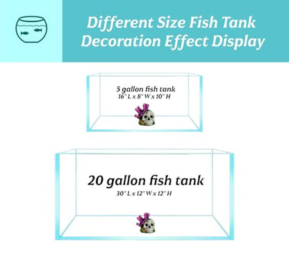 Skull Aquarium Hideout with Coral – Betta Fish Tank Decorations, Shrimp Cave & Small Fish Hideaway, Resin Underwater Skull Decor for Freshwater Aquarium