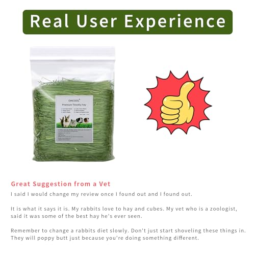 Timothy Hay, 1.1LB Small Pet Feed | Dust-free, natural fresh green hay, suitable for rabbits, guinea pigs, chinchillas, tortoises
