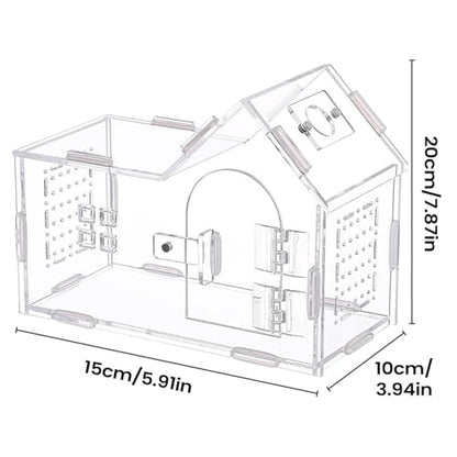 Transparent Reptile Enclosure, 180° Rotating Lidded Habitat for Geckos, Snakes, Spiders and Small Pets – Breathable Acrylic Terrarium, Clear View Amphibians Tank for Reptile Lovers