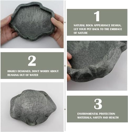 AYNEFY Reptile Food Water Rock Bowls,Resin Reptile Feeder Lizard Feeding Dish Amphibian Feeder Bowl Terrarium Decor for Bearded Dragons Leopard Gecko Frog Snake(Emerald - size: S