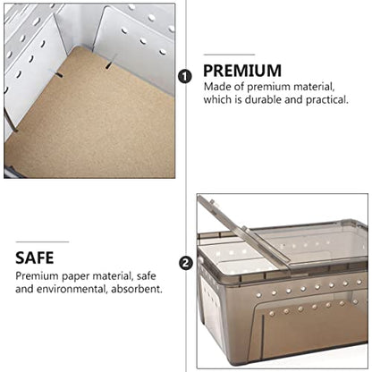 Disposable Reptiles Box Liner Paper 50 Sheets Kraft Paper Mat for Reptile Feeding Box Bedding for Lizards Snakes and Turtles