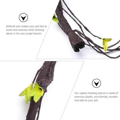 Garneck Simulation Climbing Plant Vine for Reptile Habitat, Bendable Artificial Rattan Vine with Soft Leaves 100cm, Plastic Pet Box Landscape Decor for Tropical Terrarium