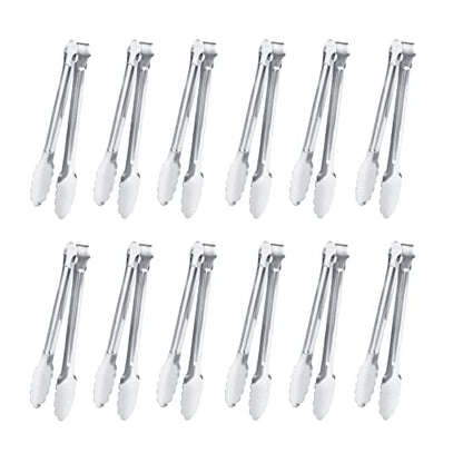 Serving Tongs,Buffet Tongs, Dmoera Stainless Steel Food Tong Serving Tong Small Serving Tongs Stainless Steel Mini Appetizer Tongs, Set of 12 - size: 5Inch