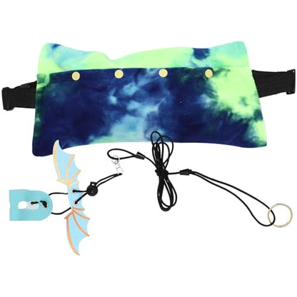 BESTonZON Portable Lizard Carrier Bag Set with Adjustable Leash, Small Bearded Dragon Sling Carrier for Outdoor Travel, Lightweight Reptile Pet Travel Bag with Blue Strap
