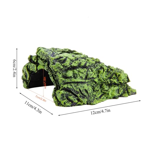 Reptile Hide Cave Resin Rock Shelter Hideout Basking Platform Decor, Natural Safe Climbing Resting Spot for Terrarium Aquarium Brown Medium 4.7 x 4.3 x 2.4 in 1 Pack