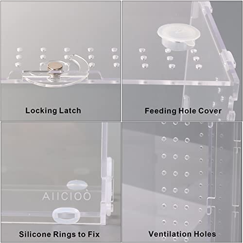 Aiicioo Micro Habitat Terrarium Enclosure 8x6x14 Inches Tarantula Enclosure Box Insect Habitat Clear Acrylic Reptile Feeding Tank for Jumping Spiders Insect Small Tree Dwelling Reptiles - size: 8x6x14 Inches