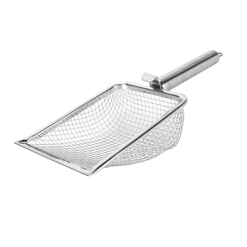 Cat Litter Scoop Stainless Steel, Rustproof Shovel with Hook, Easy to Clean and Hang - Durable Material, Fine Holes for Efficient Waste Removal, Ideal for Cats and Reptiles