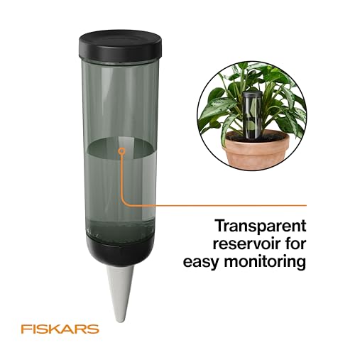 Fiskars Watering Spike for Indoor Plants, Self-Watering Device to Water Plants While Away, Continuous Hydration for Care on Vacation & Travel, Porous Ceramic Cone Stake for Slow Release, 11.75 oz - size: Watering Spike