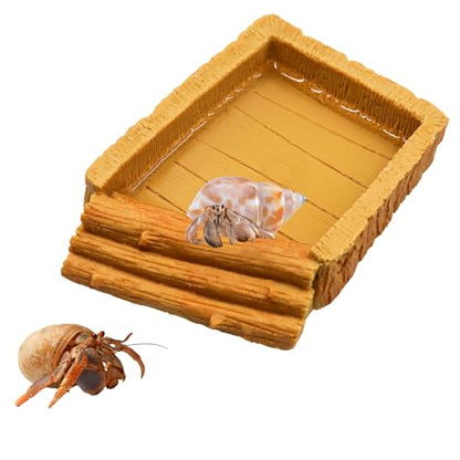 Hermit Crab Pool, Resin Reptile Water Bowl & Bathing Dish, Aquarium Tank Cage Habitat Accessories for Small to Medium Hermit Crab Turtles Lizard Frog Gecko Bearded Dragon - color: Square
