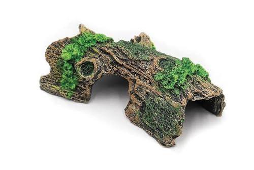 Resin Hollow Tree Trunk Fish Tank Decorations, Aquarium Betta Fish Hideout Caves, Climbing and Hide Toy for Reptile Lizard Newt Hermit Crab - color: Wood S