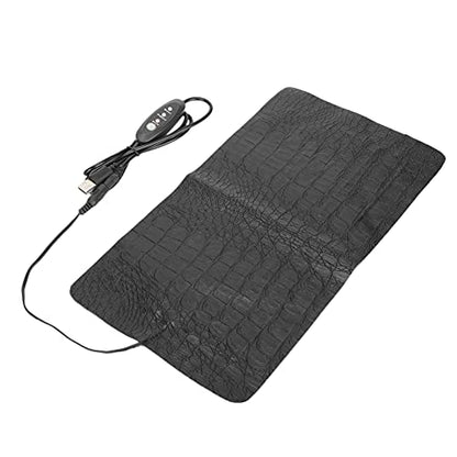 Reptile Heating Pad, 3 Level Temperature Adjustment Cold Silicone Wire Reptile Heat Mat, Terrarium Heating Pad with USB Powered PU Leather Surface for Tortoises Snakes (Large Size) - size: Large Size
