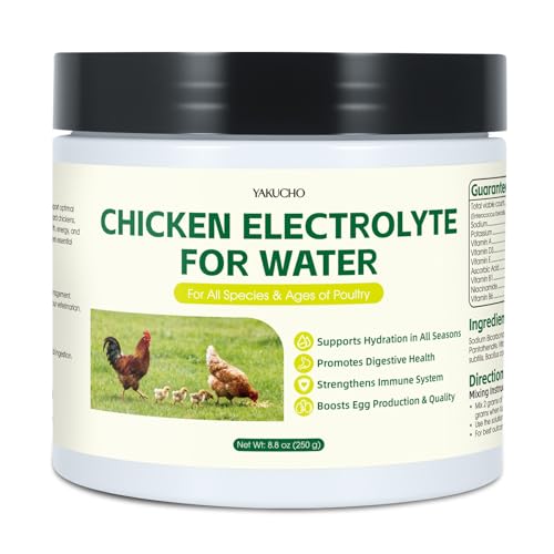 Chicken Electrolytes, Vitamins & Probiotics – Poultry Supplement for Hydration, Immunity & Gut Health – for Chickens, Ducks, Turkeys – 8.8oz Powder – All Ages Formula