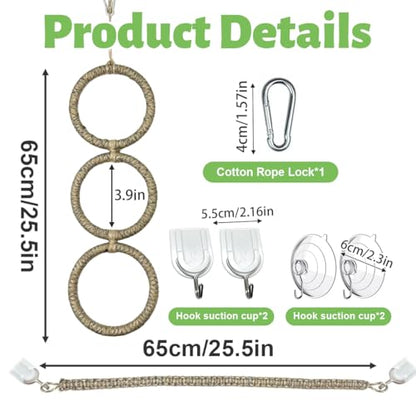 2 Pcs Snake Climbing Accessories, Reptile & Snake Climbing Ring Set with Suction Cups, Enrichment Toy for Ball Python, Corn Snake, Bearded Dragon, Lizard Tank Accessories