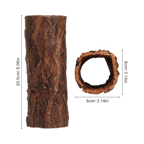 SEWACC Reptile Hideout Cave Wooden Turtle Hide Gecko Hut Climbing Habitat Shelter Natural Terrarium Decor for Amphibians and Lizards