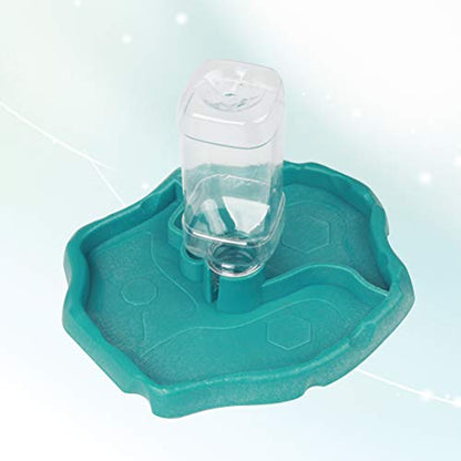 POPETPOP Reptile Water Dispenser-Reptile Waterer Automatic Refilling Water Dispenser Tortoise Lizard Turtle Feeding Water Bowl with Bottle(Blue)