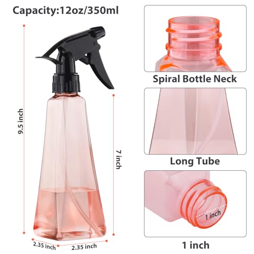 Spray Bottles (2-Pack, 12 Oz.) Mist/Stream, Plastic Water Spray Bottle for Hair, Plants, Cleaning, Cooking, BBQ, Pet - Empty Spray Bottles - Leak Proof - BPA-Free - Multicolor - color: Clear + Clear