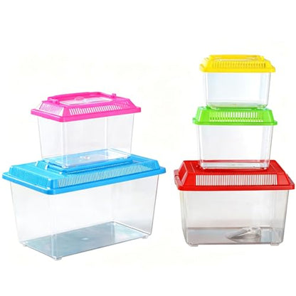 Portable Reptiles Keeper Tanks with Removable Lid and Feeding Port Enclosure Ventilated Design Clear Reptiless Habitat Portable Reptiless Breeding Box Geckoss Terrarium with Ventilation - size: 18x11x11cm