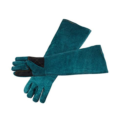 AOWPFVV Animal Handling Gloves Bite Proof Leather Dog Cat Scratch Bird Falcon Grabbing Reptile Squirrel Snake(Large,23.6in) - color: Dark Green +Black Padding Size Large 23.6in