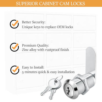 Cabinet Cam Locks 1-1/8 Inch - Zzbety Mailbox Locks Keyed Alike for Secure Files Drawers Mailbox RV Camper Door Tool Box (1 Pack/Zinc Alloy) - size: 1-1/8 Inch
