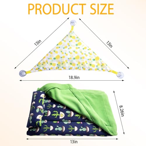2-Piece Set with Blue and Green Quilt and Yellow Pineapple Medium Single Pack, Bearded Dragon Bed, Bearded Dragon Hammock,Canvas Material for Reptile Habitat Accessories and Lizard Comfort