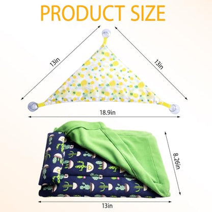 2-Piece Set with Blue and Green Quilt and Yellow Pineapple Medium Single Pack, Bearded Dragon Bed, Bearded Dragon Hammock,Canvas Material for Reptile Habitat Accessories and Lizard Comfort