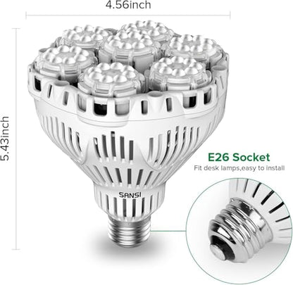 SANSI Dimmable Grow Light Bulb Full Spectrum, High PPFD 40W (600 Watt Equiv) with Remote, Auto On Off Timing 4 8 12 Hrs, Energy Saving Plant Light Bulb with E26 Base for Indoor Plants - size: PPFD 345