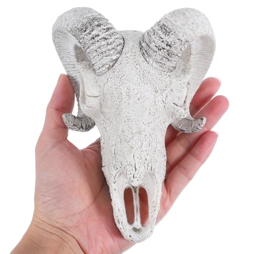Reptile Hide Cave Skull Decor Resin Fish Tank Decoration Large Artificial Sheep Skull Hideout for Terrarium and Aquarium Habitat