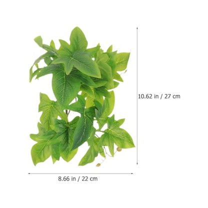 Hemoton Artificial Hanging Plant Ornament for Reptile Terrarium with Suction Cup, 23-Leaf Fake Greenery Decoration for Amphibian Habitat and Indoor Tank Supplies