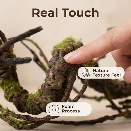 71"Faux Bendable Tree Branches Moss Grapevines Twig Garland Halloween Decor | Twisting Artificial Greenery Woody Plants Stems Trunk for Arch Fireplace Wall Hanging Garden Jungle Theme Reptile Decoration