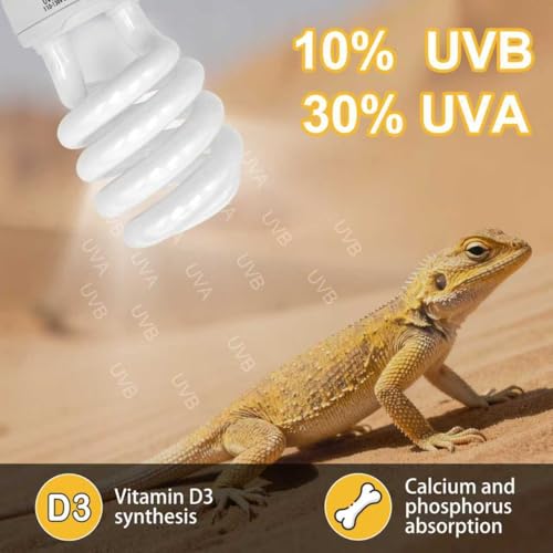 UVB Reptile Light, 10.0 26W UVA UVB Light for Reptiles, Spiral Compact Fluorescent UVB Bulb for Bearded Dragons Tortoise Lizards and Snakes - size: 6.5 in 10.0