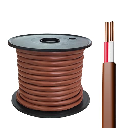 Thermostat Wire - Solid Copper 18 Gauge - CL2 - Power Circuit Cable (18/2Brown, 25ft) - color: 18/2Brown, size: 25ft