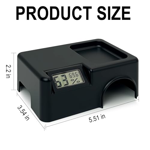 Small Reptile Hide,Gecko Hide Cave,Humid Hideout for Reptiles,With Humidification Groove,Temperature and Humidity Monitor,For Leopard Geckos,Lizards,Frog,Cornsnake-Small & Juvenile 5.51''×3.54''×2.2''