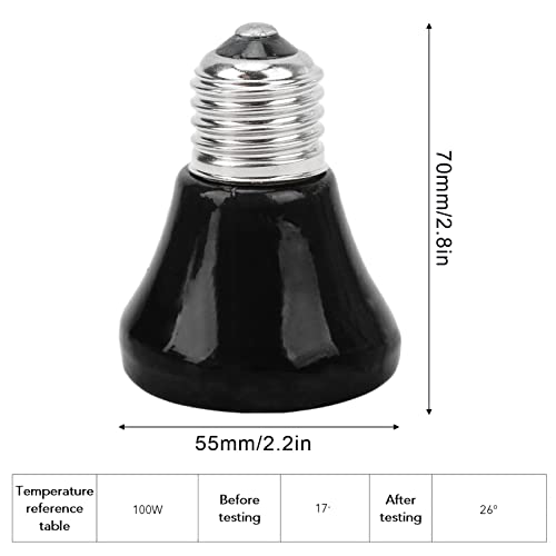 EMUKOEP Ceramic Reptile Heat Lamp Bulb Ceramic Heat Lamp Mini Infrared Heat Ceramic Amphibian Heating Lamp for Lizards Reptiles 220V‑240V (100W Black)