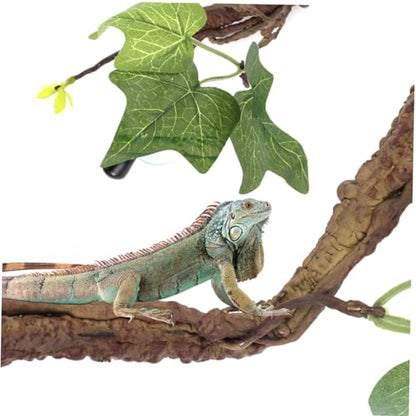 2Pcs Artificial Reptile Jungle Vines with Strong Suction Cups for Lizard Cage and Terrarium Climbing Branches Simulation Plant Decoration for Bearded Dragon Gecko