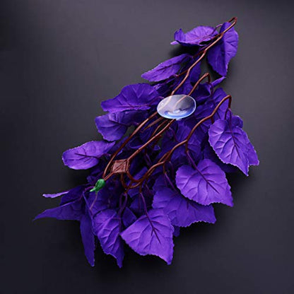 balacoo Reptile Plants Hanging Terrarium Plant with Suction Cup for Bearded Dragons Lizards Geckos Snake Pets and Hermit Crab Fish Tank Habitat Decorations (Purple)